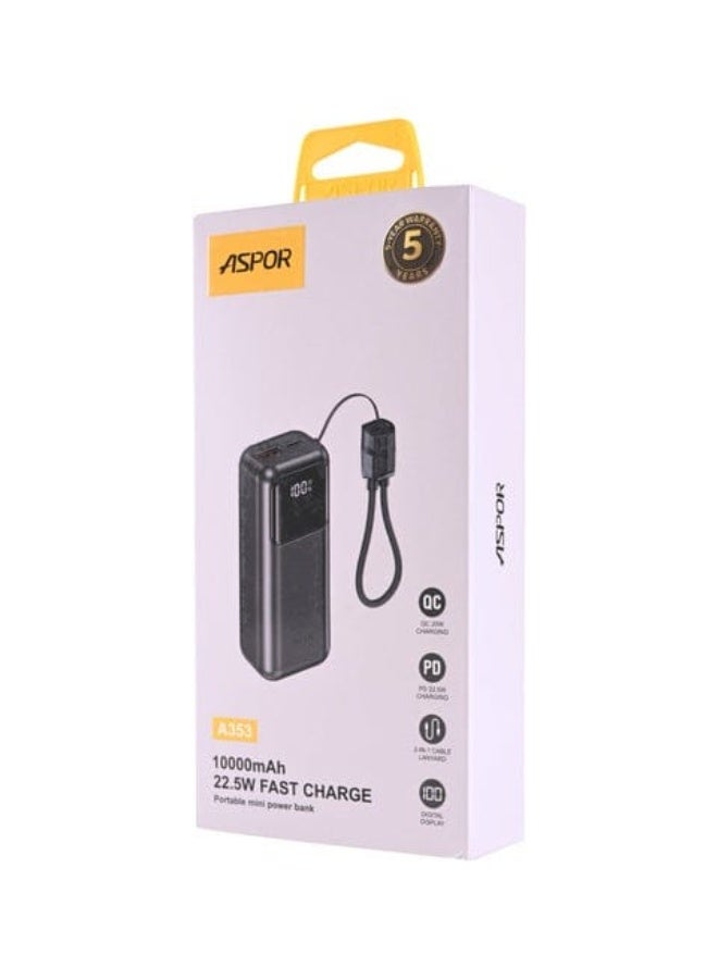 Aspor A353 Mini 10,000mAh Power Bank – 22.5W PD Fast Charging with Digital Display - Image 4